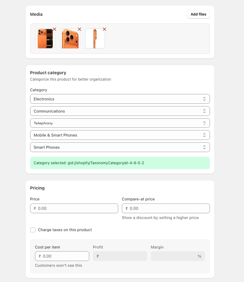 Add Product - Category Selection